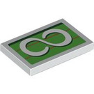 LEGO White Tile 2 x 3 with S on Green Symbol (26603 / 103788)