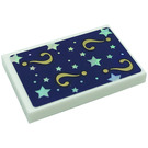 LEGO White Tile 2 x 3 with Silver Dots, Stars and Question Marks Sticker (26603)
