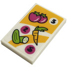 LEGO White Tile 2 x 3 with Tomato, Carrot, Cucumber, Prices Sticker (26603)