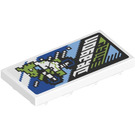 LEGO Weiß Fliese 2 x 4 Invertiert mit ‘Drachen Bike’ Arcade Game Poster Aufkleber