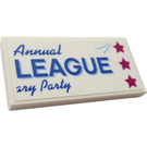 LEGO Wit Tegel 2 x 4 met 3 Stars en "Annual, LEAGUE, ary Party" Sticker (87079)