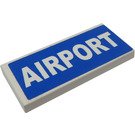 LEGO blanc Tuile 2 x 4 avec 'AIRPORT' Autocollant (87079)
