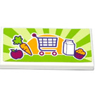 LEGO Wit Tegel 2 x 4 met appel, Wortel, Shopping Cart / Trolley Sticker (87079)