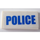 LEGO blanc Tuile 2 x 4 avec Bleu 'Police' Autocollant (87079)
