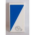 LEGO White Tile 2 x 4 with Blue Triangle and Filler Cap Pattern Model Left Side Sticker (87079)