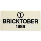 LEGO White Tile 2 x 4 with "BRICKTOBER 1989" (87079)