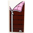 LEGO White Tile 2 x 4 with Brown and Pink Sleeping Bag Sticker (87079)