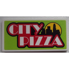 LEGO Wit Tegel 2 x 4 met 'CITY PIZZA' Sticker (87079)