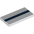 LEGO Weiß Fliese 2 x 4 mit Dark Blau Streifen (45353 / 87079)