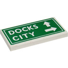 LEGO Wit Tegel 2 x 4 met Docks en City Directions Sticker (87079)