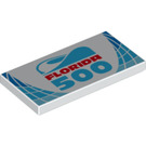 LEGO White Tile 2 x 4 with "Florida 500" (35238 / 87079)