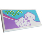 LEGO White Tile 2 x 4 with Hedgehog and Dog Sticker (87079)