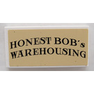 LEGO Weiß Fliese 2 x 4 mit Honest Bob's Warehousing Aufkleber (87079)