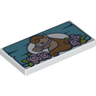 LEGO White Tile 2 x 4 with Horse (26257 / 87079)