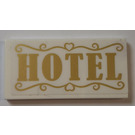 LEGO White Tile 2 x 4 with 'HOTEL' Sticker (87079)