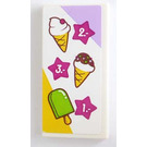 LEGO White Tile 2 x 4 with Ice Cream and Ice Pop Menu Sticker (87079)