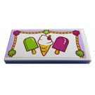 LEGO White Tile 2 x 4 with Ice Cream, Rope and Shells Sticker (87079)