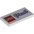 LEGO Wit Tegel 2 x 4 met LEGO Friends logo (13485 / 15904)