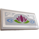 LEGO White Tile 2 x 4 with Magenta Water Lily Sticker (87079)