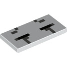 LEGO White Tile 2 x 4 with Minecraft Ghast Closed Eyes (22262 / 87079)