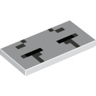 LEGO White Tile 2 x 4 with Minecraft Ghast Closed Eyes (87079)
