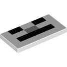 LEGO Weiß Fliese 2 x 4 mit Minecraft Skelett Pixel Gesicht (47128 / 87079)