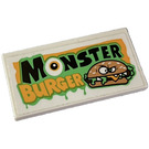 LEGO Wit Tegel 2 x 4 met Monster Burger Sticker (87079)