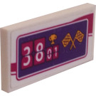 LEGO White Tile 2 x 4 with Number 38/01 Place and Flags Sticker (87079)