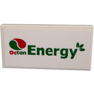 LEGO White Tile 2 x 4 with 'Octan' and 'Energy' Sticker (87079)
