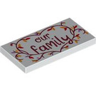 LEGO White Tile 2 x 4 with "our family" (87079 / 107005)