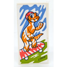 LEGO White Tile 2 x 4 with Painting of an Animal on a Skate Board Sticker (87079)