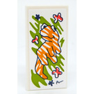 LEGO White Tile 2 x 4 with Painting of an Orange Animal Sticker (87079)