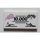 LEGO White Tile 2 x 4 with Pink Flaming Wheel, '10.000' Sticker (87079)