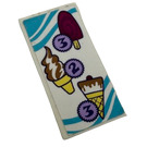 LEGO White Tile 2 x 4 with Popsicle, Ice Cream Cone and Drumstick Sticker (87079)