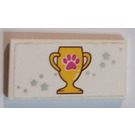 LEGO White Tile 2 x 4 with Puppy paw print trophy Sticker (87079)