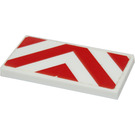 LEGO White Tile 2 x 4 with Red and White Chevron Danger Stripes Sticker (87079)