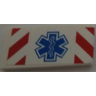 LEGO White Tile 2 x 4 with Red and White Danger Stripes and EMT Star of Life Sticker (87079)