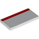 LEGO blanc Tuile 2 x 4 avec rouge Stripe (87079 / 105186)