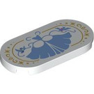 LEGO White Tile 2 x 4 with Rounded Ends with Floral Pattern (66857 / 106669)