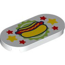 LEGO White Tile 2 x 4 with Rounded Ends with Hotdog (66857 / 105808)