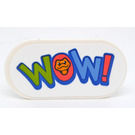 LEGO White Tile 2 x 4 with Rounded Ends with Lime, Coral and Blue 'WOW!' Sticker (66857)
