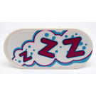 LEGO White Tile 2 x 4 with Rounded Ends with Magenta 'Z Z Z' Sticker (66857)