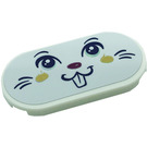 LEGO White Tile 2 x 4 with Rounded Ends with Rabbit Face Sticker (66857)