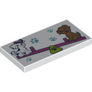 LEGO Biały Płytka 2 x 4 z Seesaw z Puppy Dogs (84040 / 87079)