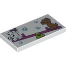 LEGO White Tile 2 x 4 with Seesaw with Puppy Dogs (84040 / 87079)