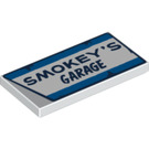 LEGO White Tile 2 x 4 with 'SMOKEY'S GARAGE' (33769 / 87079)