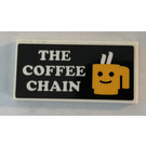LEGO White Tile 2 x 4 with The Coffee Chain Sticker (87079)