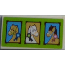 LEGO Wit Tegel 2 x 4 met Drie Horses met Medals Sticker (87079)