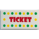 LEGO Weiß Fliese 2 x 4 mit Ticket Aufkleber (87079)