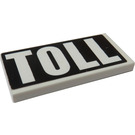 LEGO Wit Tegel 2 x 4 met 'TOLL' Sticker (87079)